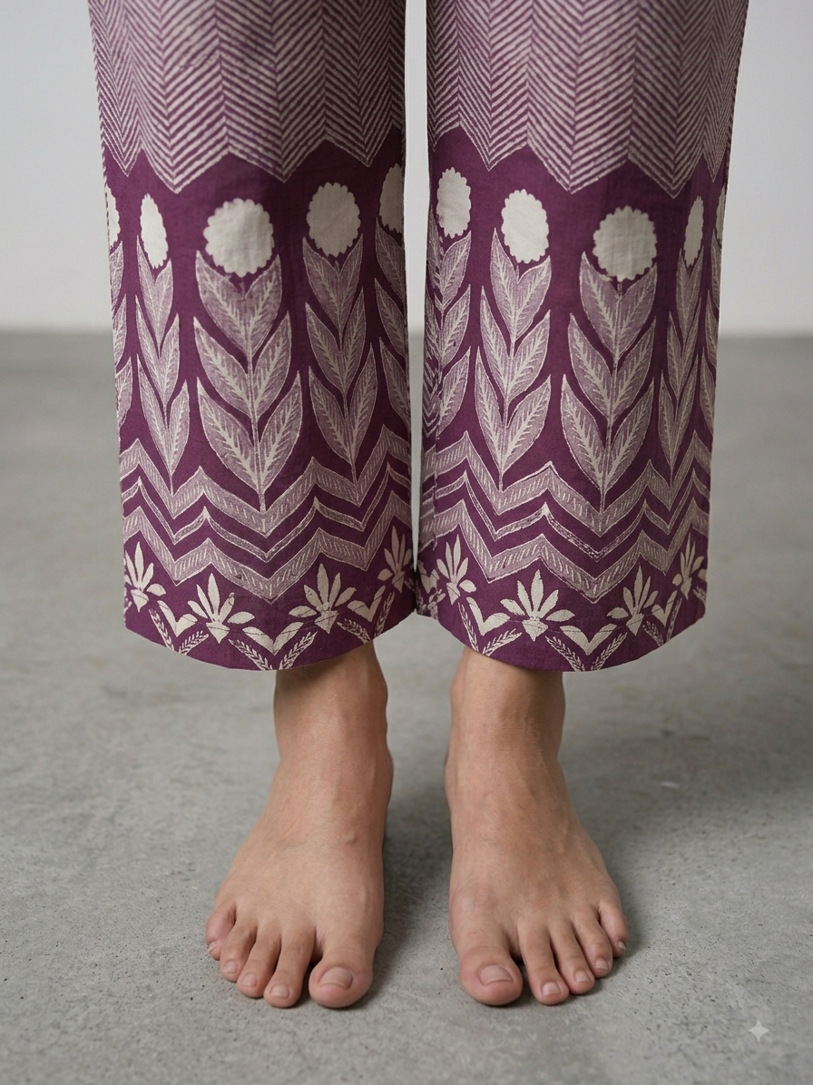 Premium Zig zag Pattern Dusty Purple cotton Co-ords Set