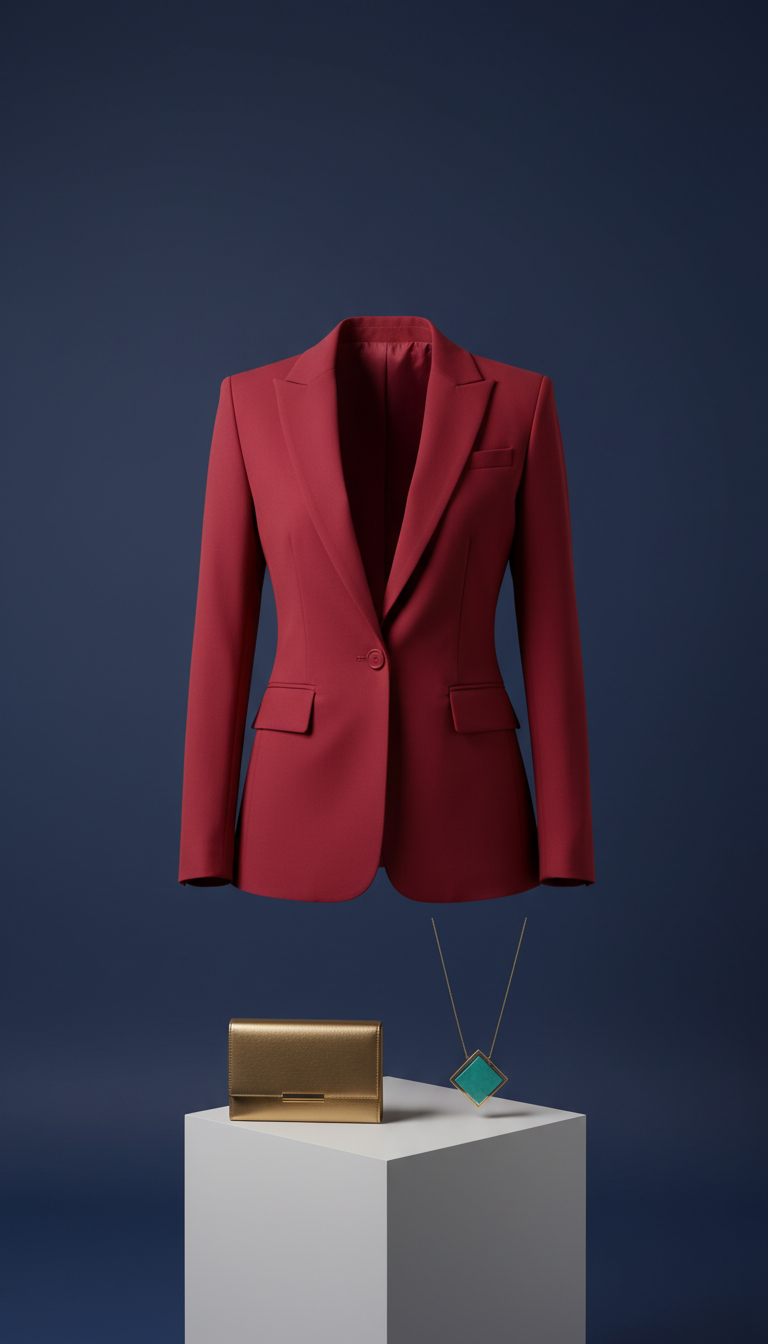 Crimson Crepe Power Blazer